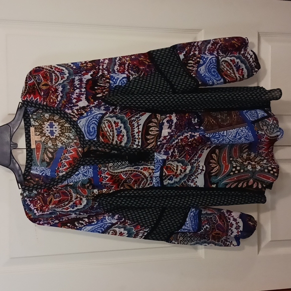 Gibson Latimer sheer tie peasant style top blouse - XL - Picture 2 of 7